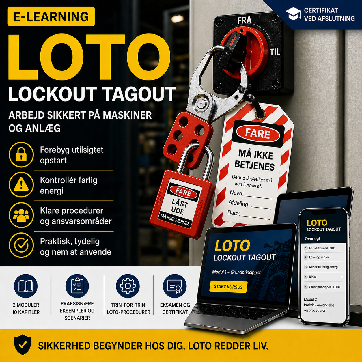 Uddannelse LOTO Lock out Tag out (DK)